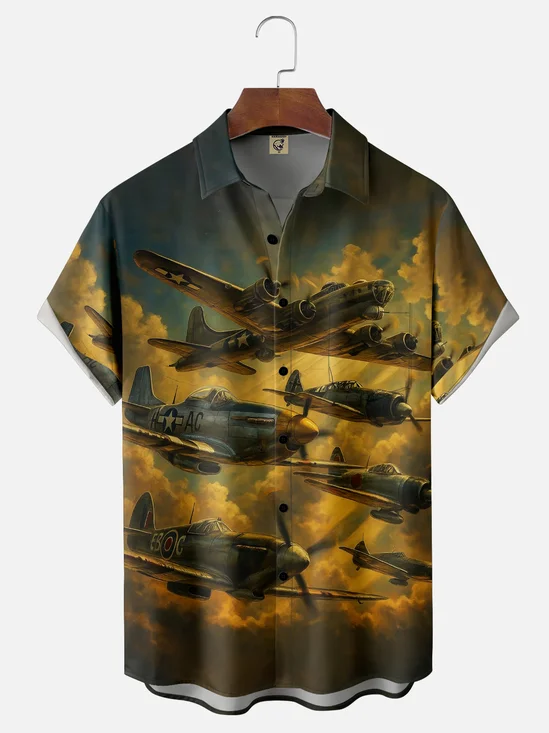 Moisture-wicking Veterans Day Air Force Chest Pocket Casual Shirt