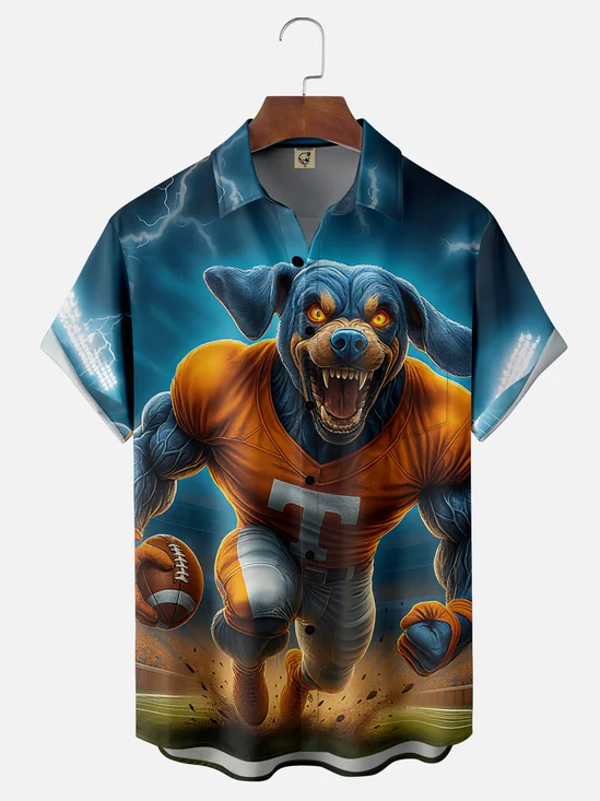 Moisture-wicking American Football Tennessee Art Volunteer Chest Pocket Casual Shirt