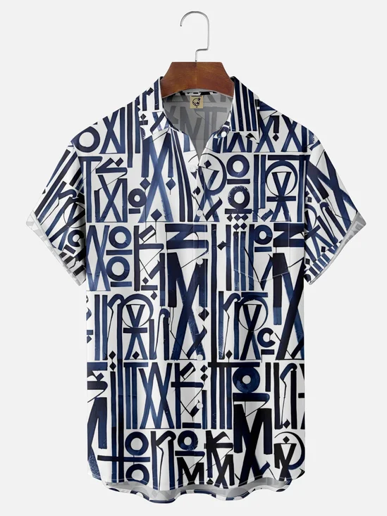 Moisture-wicking Geomatric Chest Pocket Casual Shirt