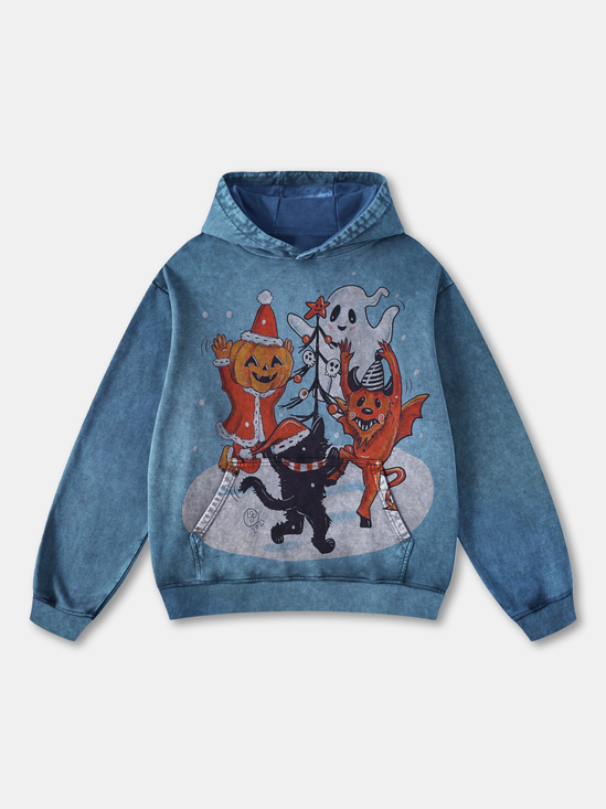 Christmas Cat Pumpkin Ghost Hoodie Sweatshirt