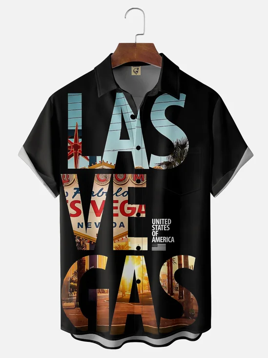 Moisture-wicking Las Vegas Sunset Chest Pocket Casual Shirt