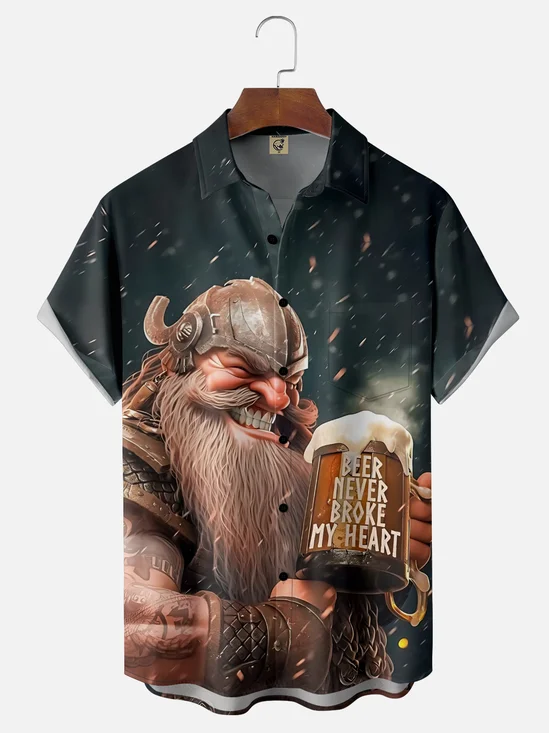 Moisture-wicking Oktoberfest Viking Chest Pocket Casual Shirt