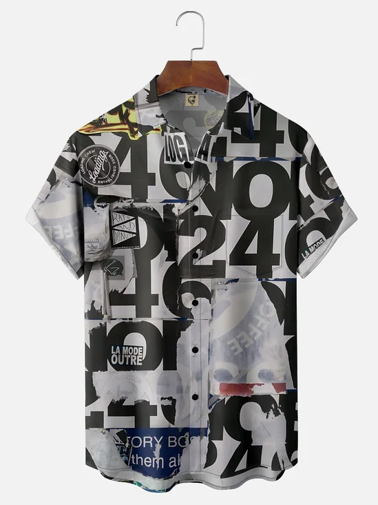 Moisture-wicking Trendy Design Numbers Chest Pocket Casual Shirt