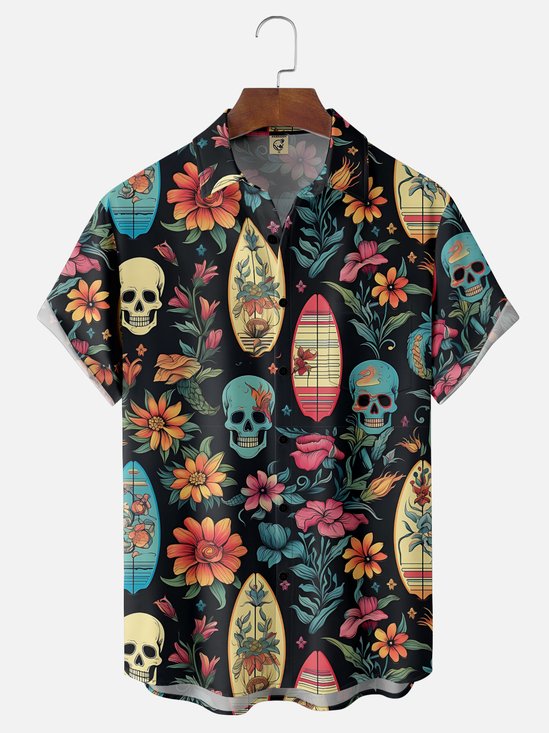 Moisture-wicking Day of the Dead Chest Pocket Casual Shirt