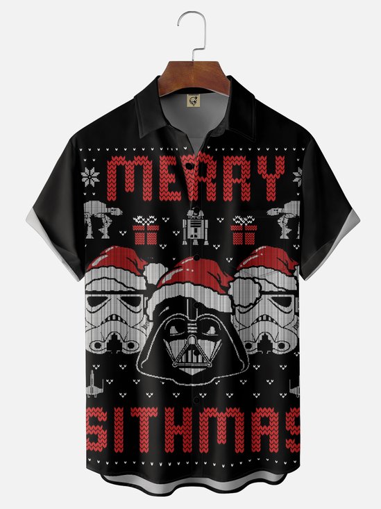 Hardaddy X Eduely Moisture-wicking Christmas Star Robot Chest Pocket Holiday Shirt