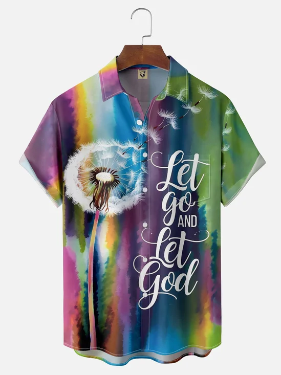 Moisture Wicking Let go and Let God Chest Pocket Hawaiian Shirt