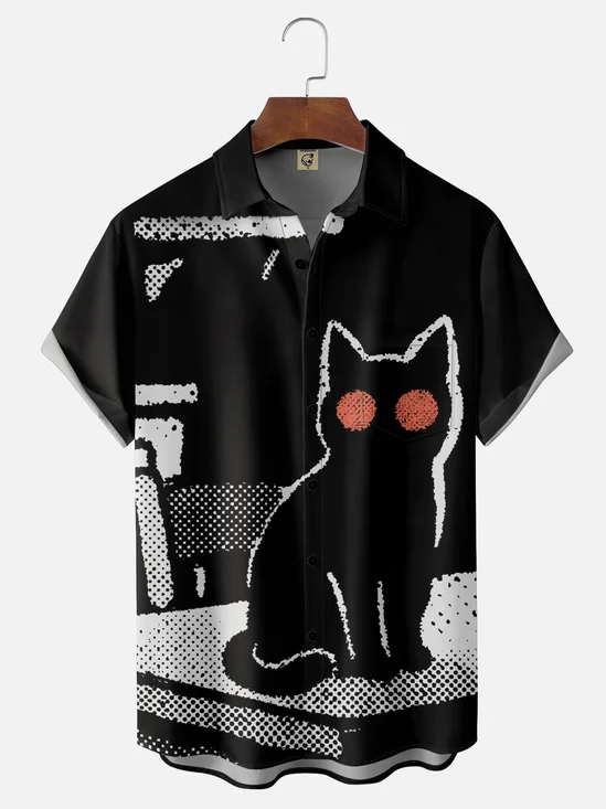 Hardaddy X Eduely Moisture-wicking Cats Chest Pocket Holiday Shirt
