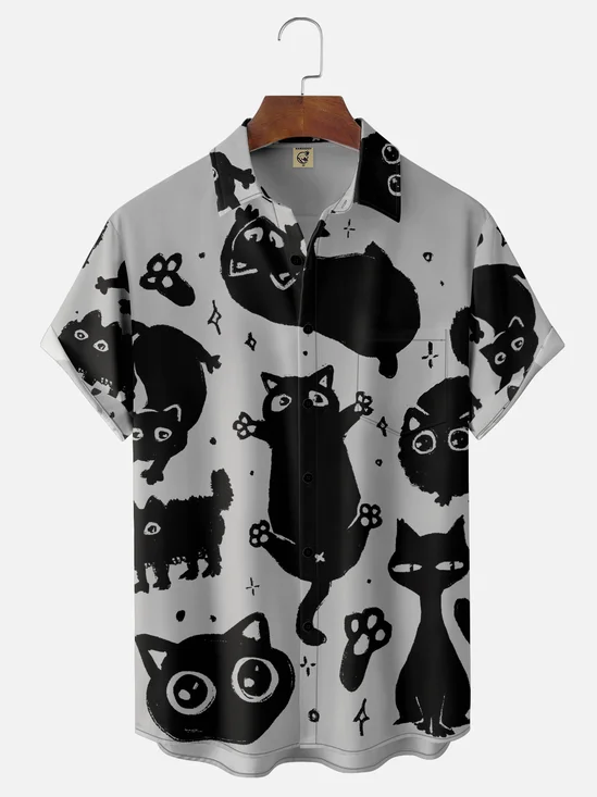 Hardaddy X Eduely Moisture-wicking Cats Chest Pocket Holiday Shirt