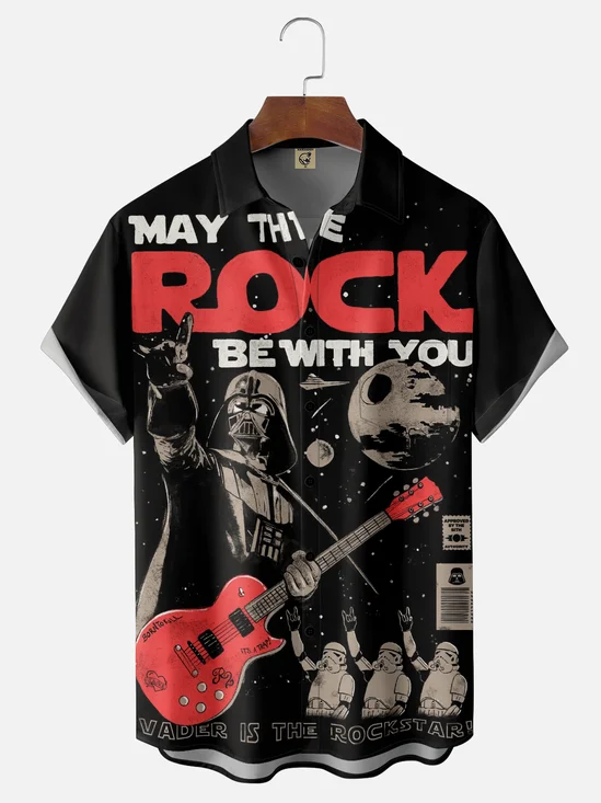 Hardaddy X Eduely Moisture-wicking Star Robot Music Guitar Chest Pocket Casual Shirt