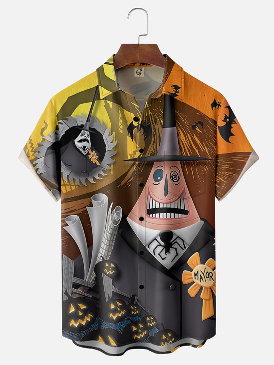 Moisture Wicking Halloween Christmas-Halloween Mayor Chest Pocket Hawaiian Shirt
