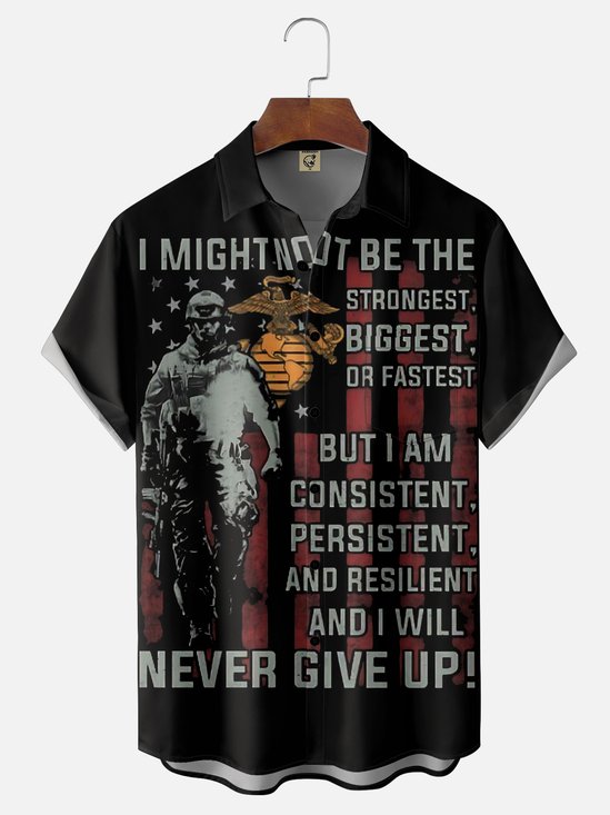 Moisture Wicking USMC Chest Pocket Hawaiian Shirt