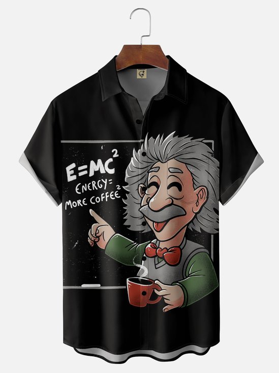 Hardaddy X Eduely Moisture-wicking Einstein Chemical Symbol Chest Pocket Casual Shirt