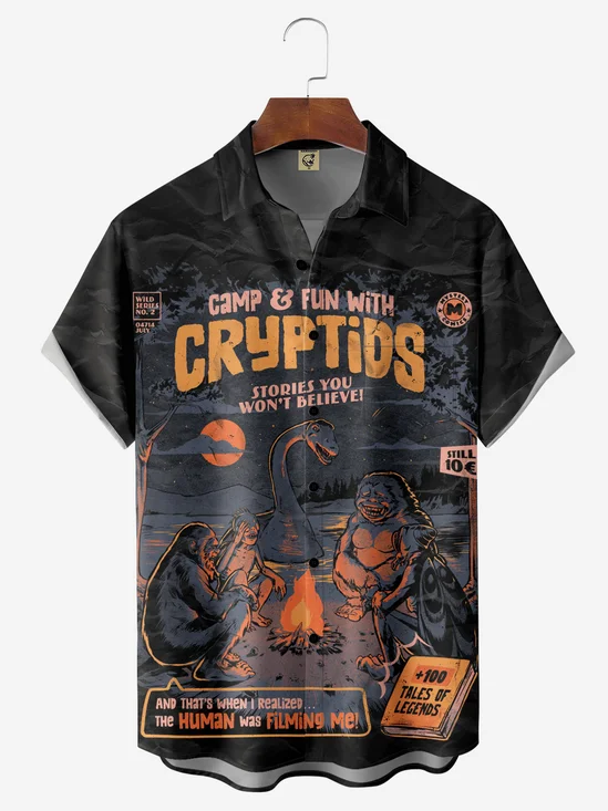 Hardaddy X Eduely Moisture-wicking Bigfoot Camping Chest Pocket Hawalian Shirt