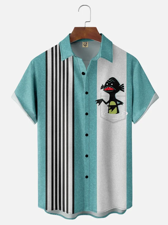 Moisture Wicking Lady of the Black Lagoon Gilman Chest Pocket Bowling Shirt