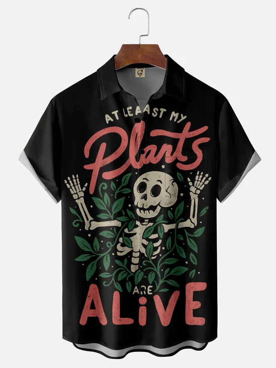 Hardaddy x Eduely Moisture-wicking Fun Skull Art Chest Pocket Casual Shirt