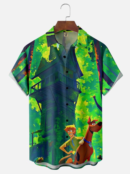 Moisture-wicking Halloween Funny Dog Chest Pocket Casual Shirt