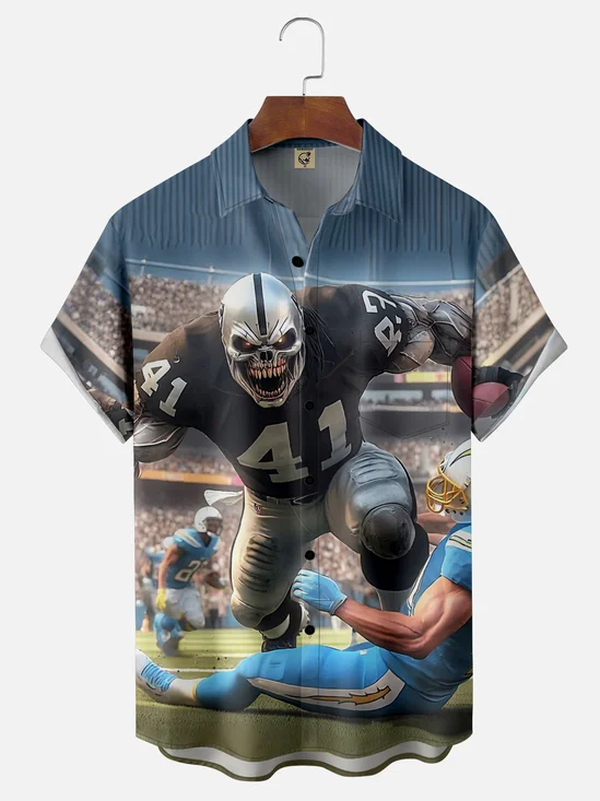 Moisture-wicking American Football Las Vegas Funny Raiders Chest Pocket Casual Shirt