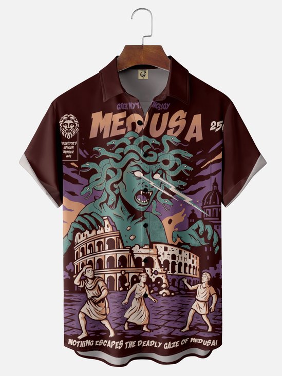 Hardaddy x Contatoeoli Studio Moisture-wicking Fun Medusa Art Chest Pocket Casual Shirt