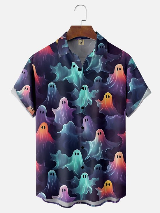 Moisture-Wicking Ombre Ghost Chest Pocket Hawaiian Shirt