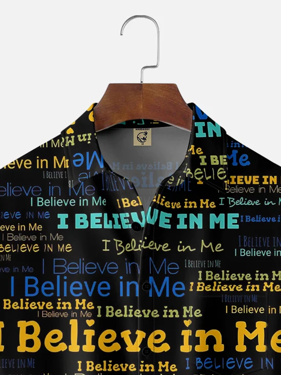 Moisture Wicking I Believe in Me Chest Pocket Hawaiian Shirt