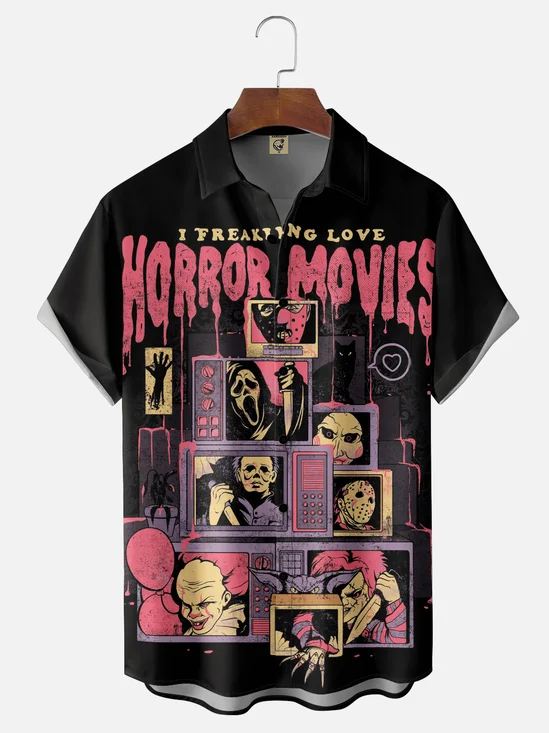 Hardaddy X Eduely Moisture-wicking Horror Movies Chest Pocket Holiday Shirt