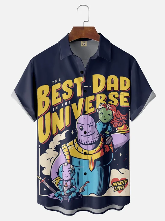 Hardaddy X Eduely Moisture-wicking Best Dad Universe Chest Pocket Holiday Shirt