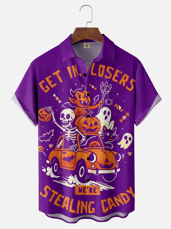 Hardaddy X Eduely Moisture-wicking Demon Ghost Chest Pocket Holiday Shirt