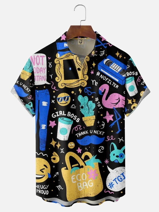 Hardaddy X Eduely Moisture-wicking Vacation Elements Chest Pocket Holiday Shirt