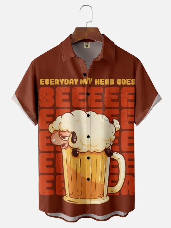 Hardaddy X Eduely Moisture-wicking Beer Sheep Chest Pocket Casual Shirt