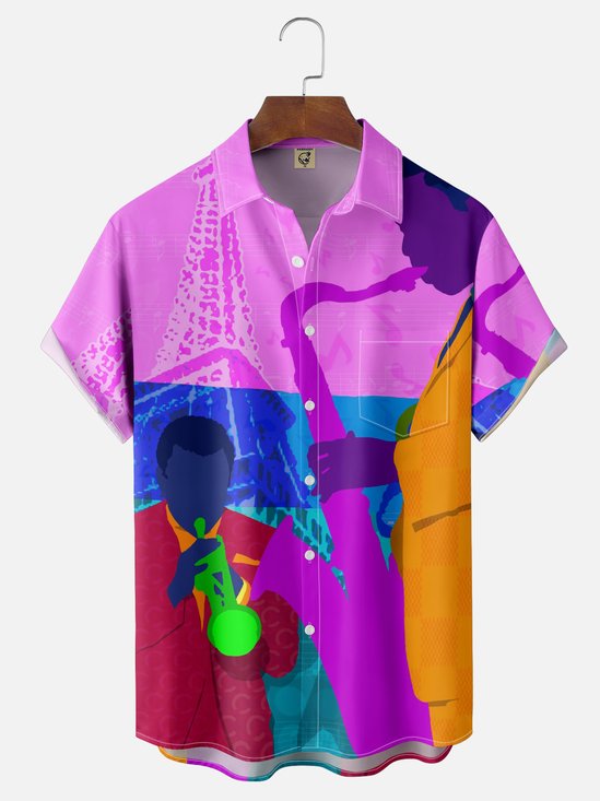 Hardaddy X Vakseen Moisture-wicking Jazz Music Saxophone Chest Pocket Casual Shirt