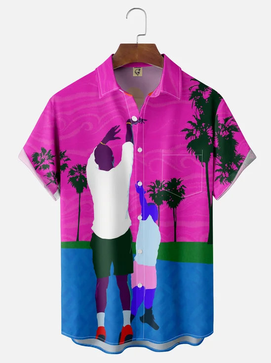 Hardaddy X Vakseen Moisture-wicking Dad Playing Basketball Chest Pocket Casual Shirt