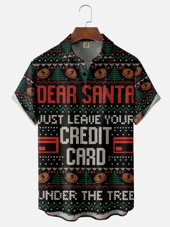 Hardaddy X Eduely Moisture-wicking Dear Santa Chest Pocket Holiday Shirt