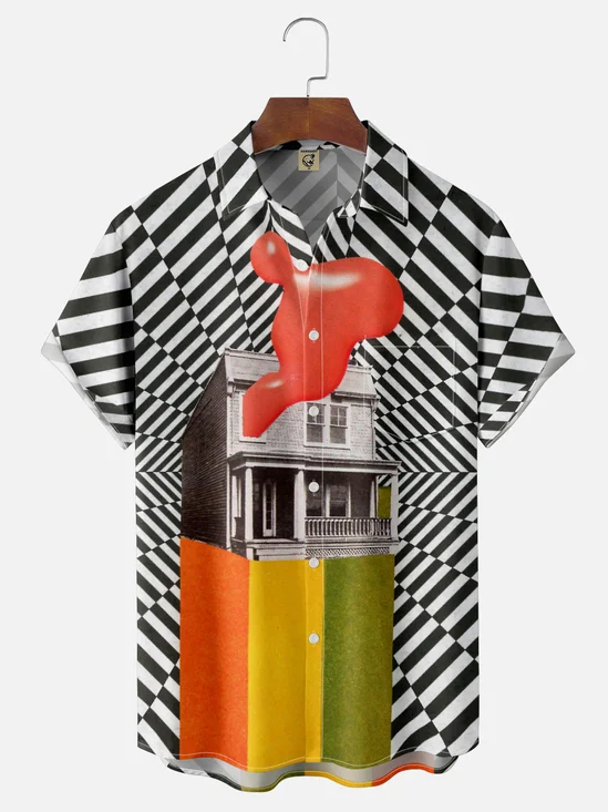 Hardaddy X Lara Rouse Moisture-wicking Abstract Geomatric Chest Pocket Casual Shirt