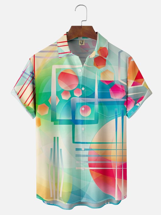 Hardaddy X Clemens Niewoehner Moisture Wicking Abstract Geometric Chest Pocket Hawaiian Shirt