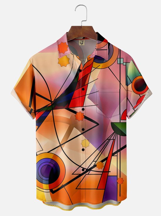 Hardaddy X Clemens Niewoehner Moisture Wicking Abstract Geometric Chest Pocket Hawaiian Shirt