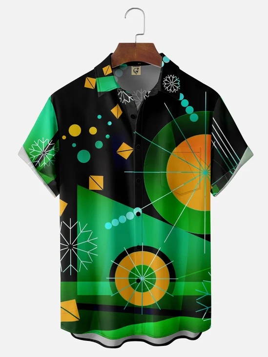Hardaddy X Clemens Niewoehner Moisture Wicking Abstract Geometric Chest Pocket Hawaiian Shirt