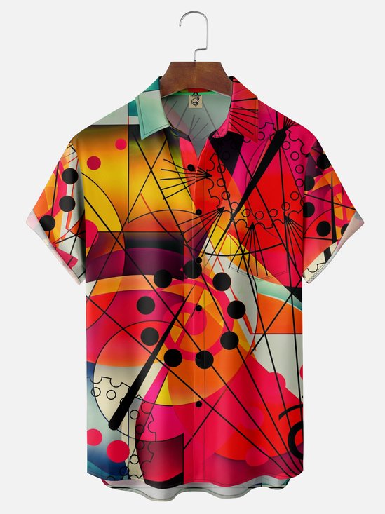 Hardaddy X Clemens Niewoehner Moisture Wicking Abstract Geometric Chest Pocket Hawaiian Shirt