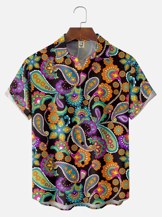 Hardaddy X Artist Ana Cristina Ruiz Leon Big Size Paisley Floral Chest Pocket Hawaiian Shirt