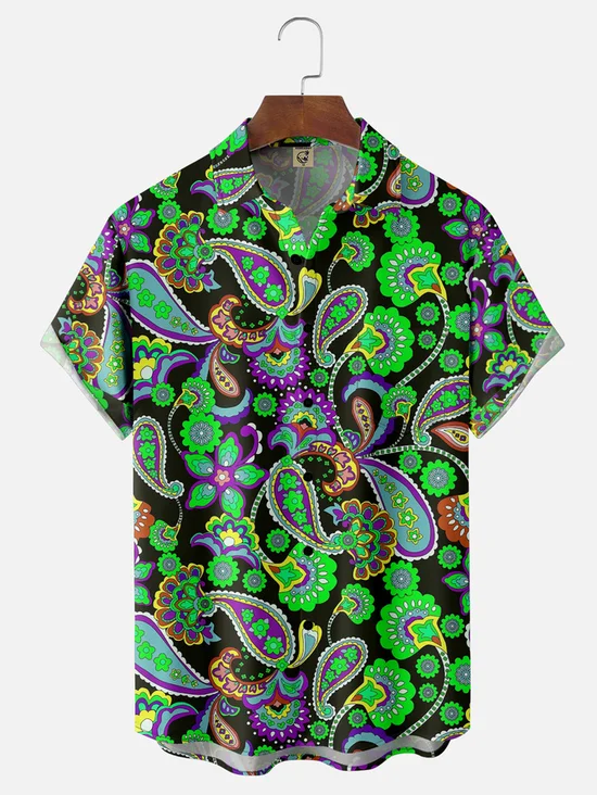 Hardaddy X Artist Ana Cristina Ruiz Leon Tall Size Paisley Floral Chest Pocket Hawaiian Shirt