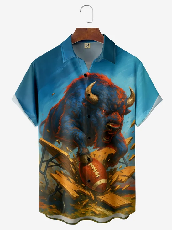 Moisture-wicking Buffalo Football Chest Pocket Casual Shirt