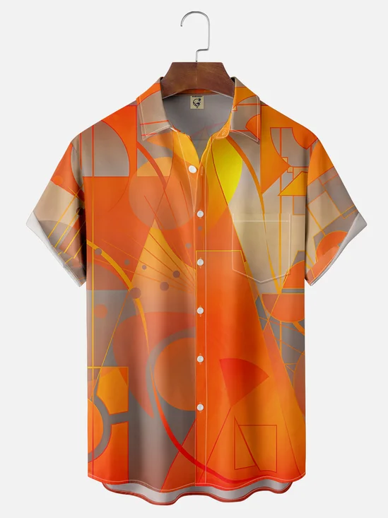 Hardaddy x Clemens Niewoehner Moisture-wicking Suprematist Abstract Art Chest Pocket Casual Shirt