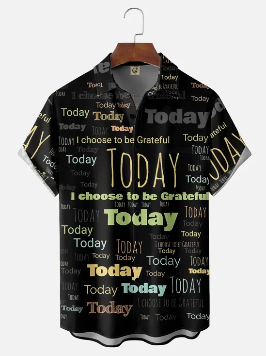 Moisture Wicking Today Slogan Chest Pocket Hawaiian Shirt