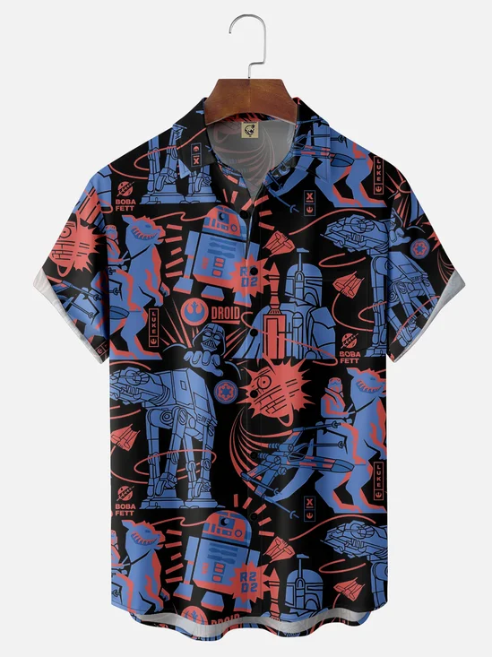 Moisture-wicking Droid Star Art Wars Chest Pocket Casual Shirt