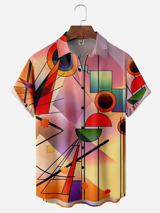 Hardaddy X Clemens Niewoehner Moisture-wicking Geomatric Chest Pocket Casual Shirt