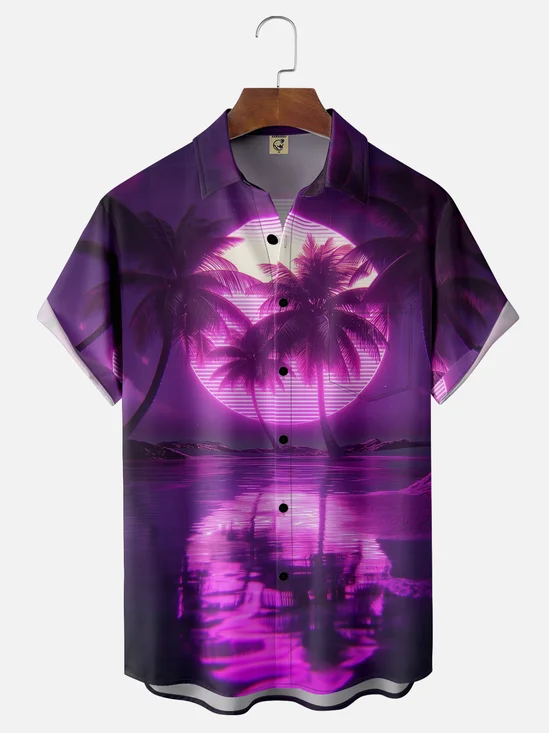 Moisture-wicking Coconut Beach Chest Pocket Hawaiian Shirt