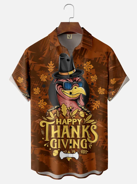 Moisture Wicking Thanksgiving Turkey Breast Pocket Hawaiian Shirt