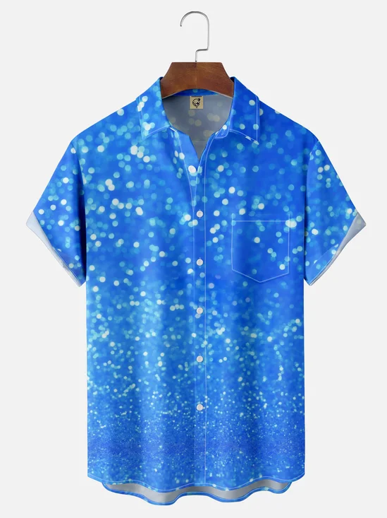 Moisture-wicking Retro Disco 90s Gradient Color Chest Pocket Casual Shirt