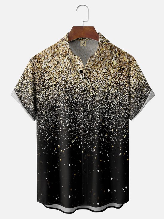 Moisture-wicking Retro Disco Gradient Light Chest Pocket Party Shirt