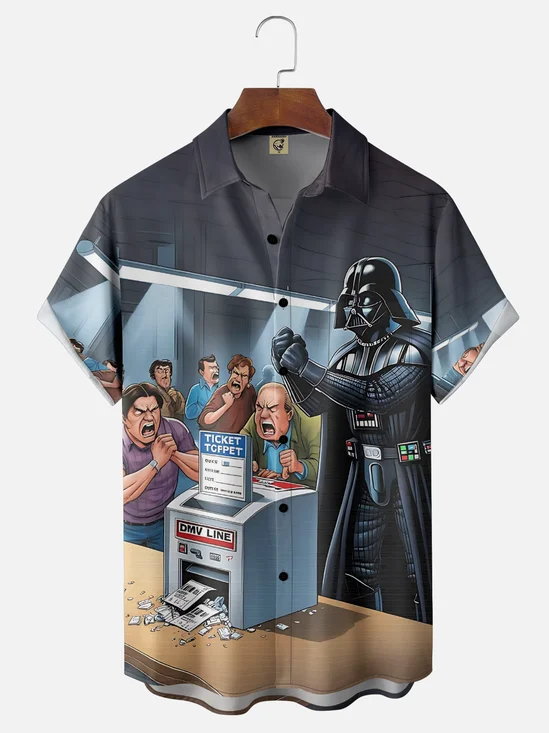 Moisture Wicking Star Chest Pocket Hawaiian Shirt