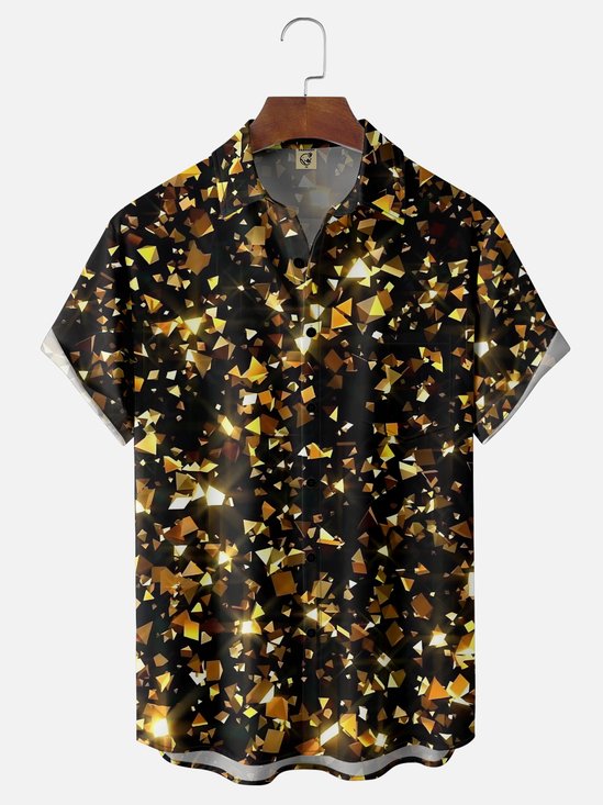 Moisture-wicking Party Glitter Dream Disco Party Chest Pocket Casual Shirt